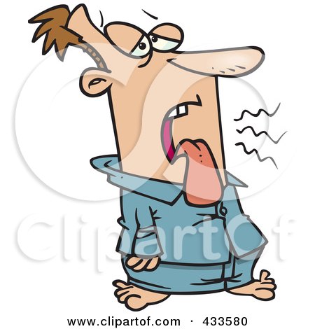 Royalty-Free (RF) Clipart Illustration Of A Sick Man Hanging His Tongue Out by toonaday