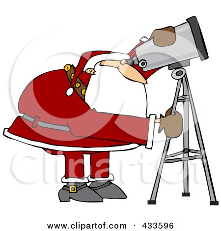 Royalty-Free (RF) Clipart Illustration of Santa Looking Through A Telescope by djart