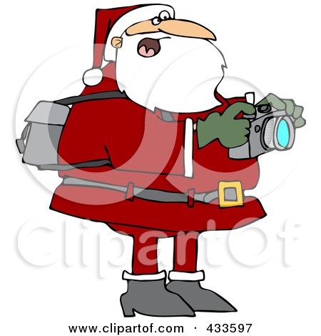 Royalty-Free (RF) Clipart Illustration of Santa Holding A Camera And Taking Pictures by djart