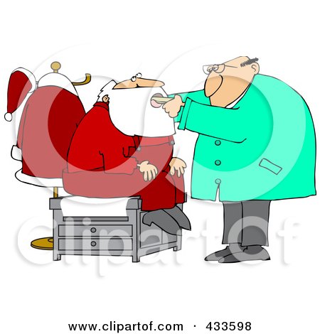 Royalty-Free (RF) Clipart Illustration of a Doctor Examing Santas Mouth by djart