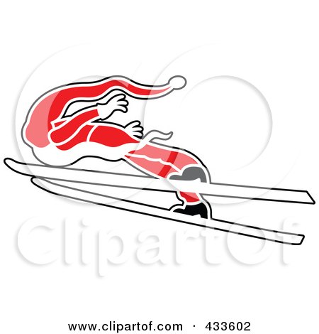 Royalty-Free (RF) Clipart Illustration of a Red Skiing Santa by Zooco