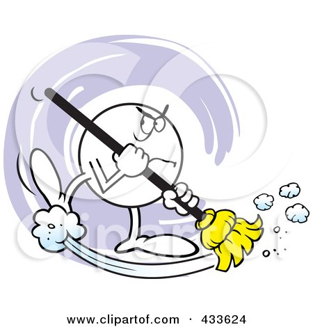 Royalty-Free (RF) Clipart Illustration of a Mad Moodie Character Sweeping by Johnny Sajem