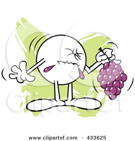 Royalty-Free (RF) Clipart Illustration of a Moodie Character Holding Sour Grapes - 3 by Johnny Sajem