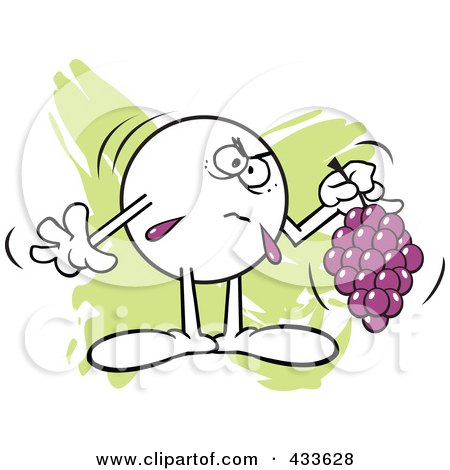 Royalty-Free (RF) Clipart Illustration of a Moodie Character Holding Sour Grapes - 1 by Johnny Sajem