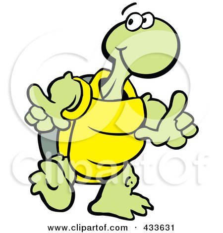 Royalty-Free (RF) Clipart Illustration of a Tortoise Doing A Happy Dance by Johnny Sajem