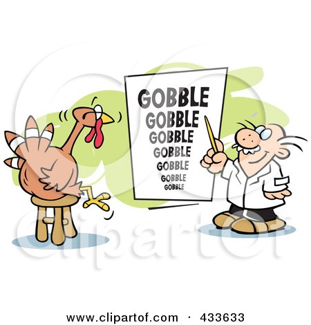 Royalty-Free (RF) Clipart Illustration of an Optometrist Giving A Turkey A Gobble Eye Exam by Johnny Sajem