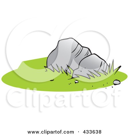 Royalty-Free (RF) Clipart Illustration of Two Boulders And Green Grass by Johnny Sajem