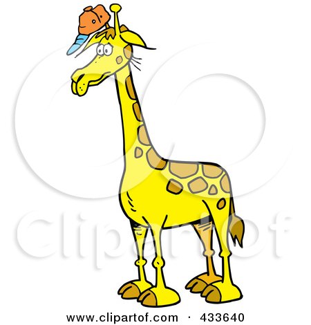 Royalty-Free (RF) Clipart Illustration of a Tall Giraffe Wearing A Baseball Cap by Johnny Sajem