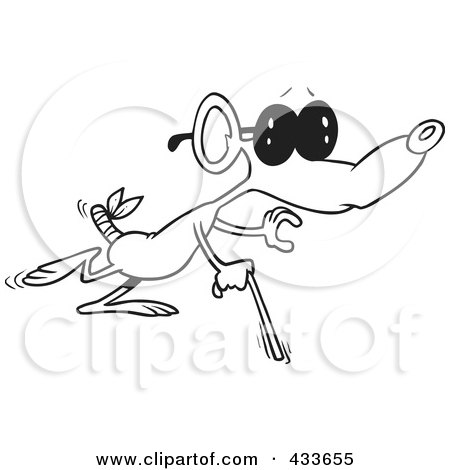 Royalty-Free (RF) Clipart Illustration Of Coloring Page Line Art Of A Blind Mouse by toonaday