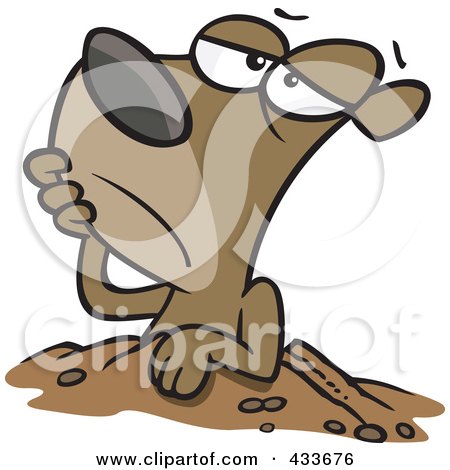 Royalty-Free (RF) Clipart Illustration Of A Groundhog Resting At His Hole by toonaday