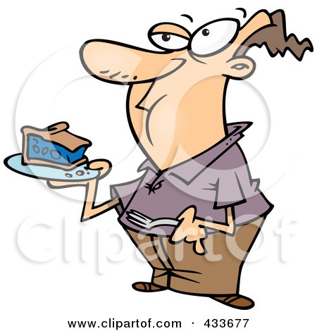 Royalty-Free (RF) Clipart Illustration Of A Man Eating Blueberry Pie by toonaday