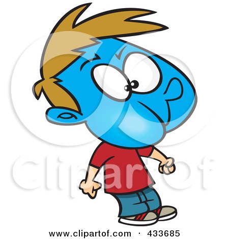 Royalty-Free (RF) Clipart Illustration Of A Boy Turning Blue While Holding His Breath by toonaday