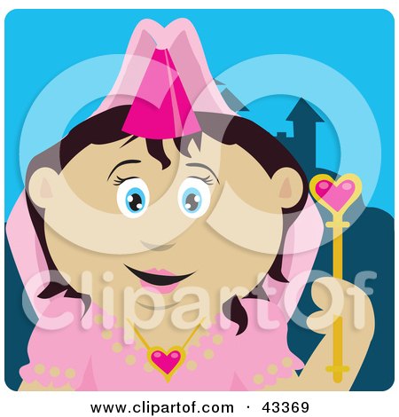 Clipart Illustration of a Pretty Mexican Princess Girl Holding A Wand by Dennis Holmes Designs
