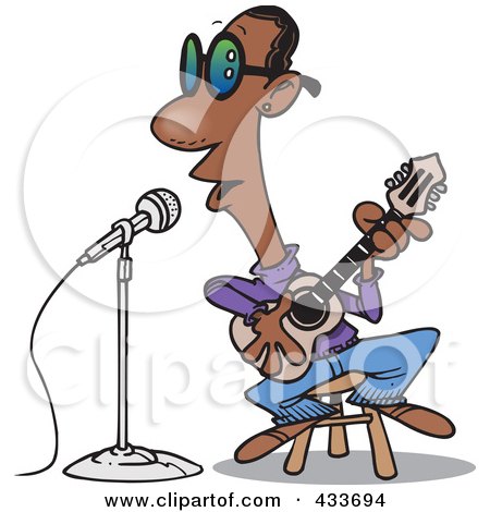 Royalty-Free (RF) Clipart Illustration Of A Black Man Singing The Blues by toonaday