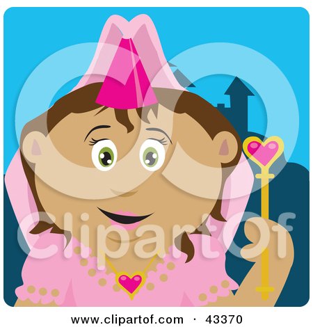 Clipart Illustration of a Pretty Latin American Princess Girl Holding A Wand by Dennis Holmes Designs