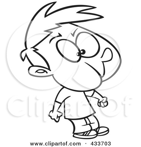 Royalty-Free (RF) Clipart Illustration Of Coloring Page Line Art Of A Boy Holding His Breath by toonaday