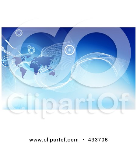 Royalty-Free (RF) Clipart Illustration of an Abstract Corporate Global Business Background With A Map by AtStockIllustration