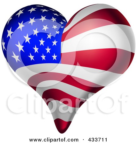 Royalty-Free (RF) Clipart Illustration of a 3d American Heart Flag by AtStockIllustration