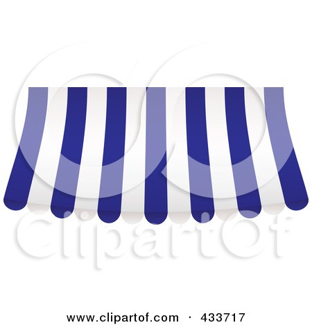 Royalty-Free (RF) Clipart Illustration of a Blue And White Striped Curved Awning by michaeltravers