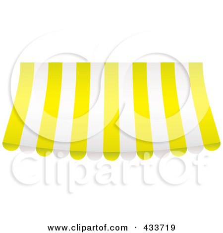 Royalty-Free (RF) Clipart Illustration of a Yellow And White Striped Curved Awning by michaeltravers