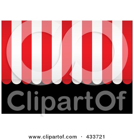 Royalty-Free (RF) Clipart Illustration of a Striped Red And White Awning Over Black Copyspace by michaeltravers