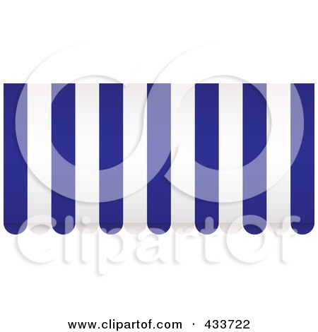 Royalty-Free (RF) Clipart Illustration of a Blue And White Striped Awning by michaeltravers