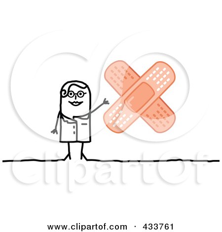 Royalty-Free (RF) Clipart Illustration of a Stick Woman Doctor With Large Bandages by NL shop