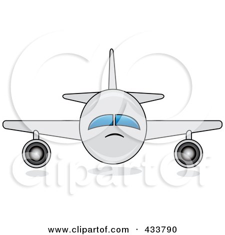 Royalty-Free (RF) Clipart Illustration of a Front View Of A Gray Airplane by Pams Clipart