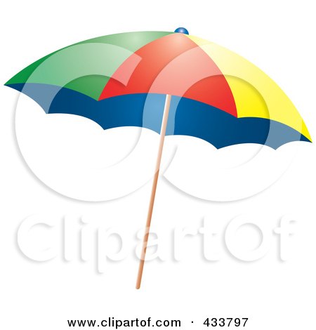 Royalty-Free (RF) Clipart Illustration of a Colorful Beach Umbrella by Pams Clipart