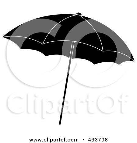 Royalty-Free (RF) Clipart Illustration of a Black And White Beach Umbrella by Pams Clipart