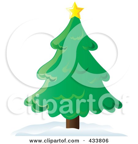 Royalty-Free (RF) Clipart Illustration of a Star On Top Of A Christmas Tree by Pams Clipart