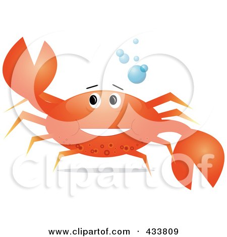 Royalty-Free (RF) Clipart Illustration of a Cheerful Crab Holding Up A Claw by Pams Clipart
