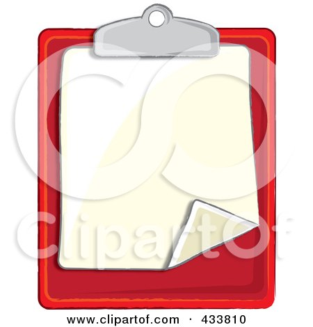 Royalty-Free (RF) Clipart Illustration of a Blank Page On A Red Clipboard by Pams Clipart