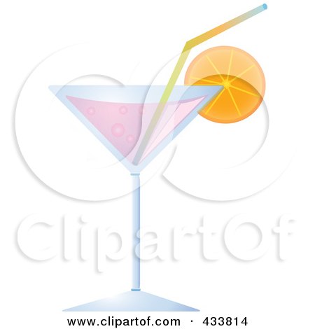 Royalty-Free (RF) Clipart Illustration of a Pink Cocktail With An Orange Garnish by Pams Clipart