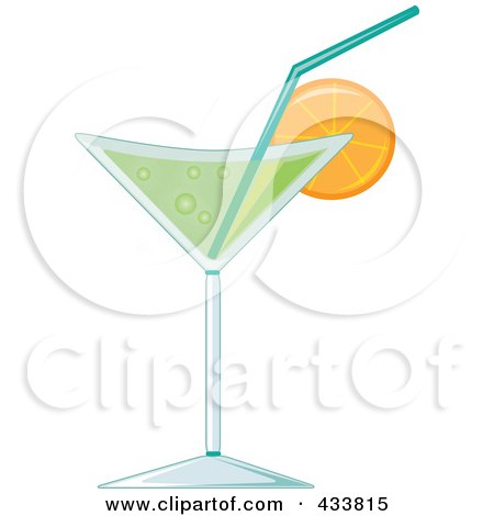 Royalty-Free (RF) Clipart Illustration of a Green Cocktail With An Orange Garnish by Pams Clipart