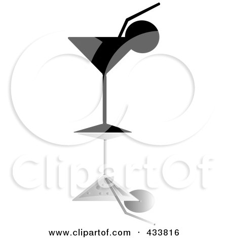 Royalty-Free (RF) Clipart Illustration of a Silhouetted Cocktail With A Citrus Garnish by Pams Clipart