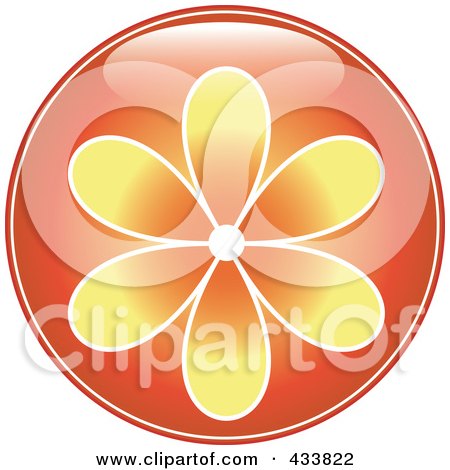 Royalty-Free (RF) Clipart Illustration of a Shiny Round Orange Flower Icon by Pams Clipart