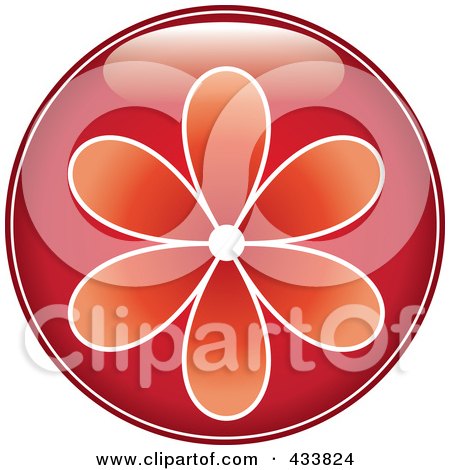 Royalty-Free (RF) Clipart Illustration of a Shiny Round Red Flower Icon by Pams Clipart