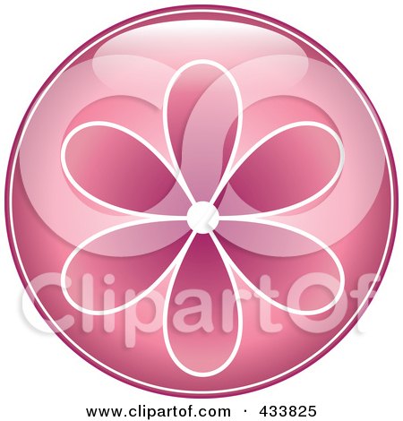 Royalty-Free (RF) Clipart Illustration of a Shiny Round Pink Flower Icon by Pams Clipart