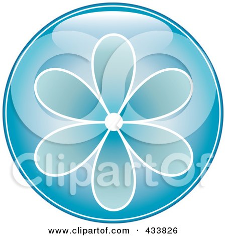 Royalty-Free (RF) Clipart Illustration of a Shiny Round Blue Flower Icon by Pams Clipart