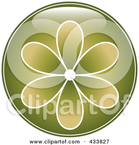 Shiny Round Green Flower Icon Posters, Art Prints by - Interior Wall