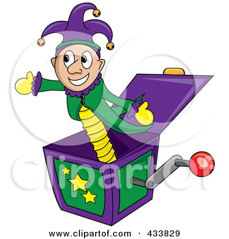 Royalty-Free (RF) Clipart Illustration of a Jester Jack In The Box Toy by Pams Clipart