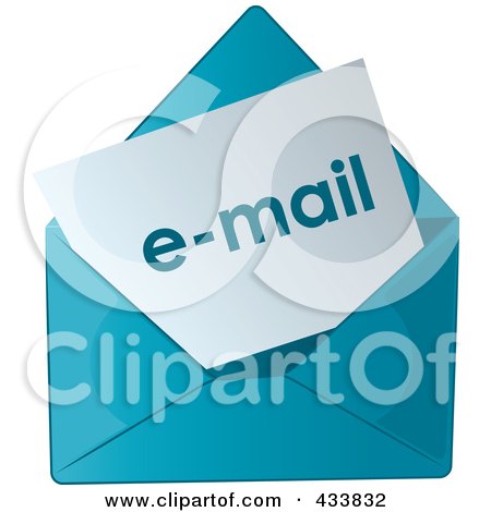 Royalty-Free (RF) Clipart Illustration of Email In A Blue Envelope by Pams Clipart