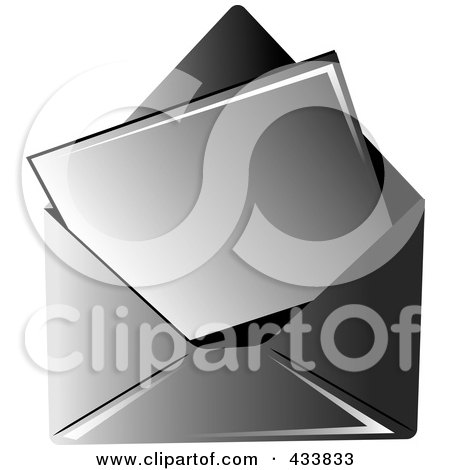 Royalty-Free (RF) Clipart Illustration of a Blank Letter In A Black Envelope by Pams Clipart