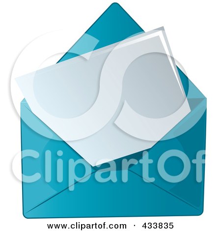 Royalty-Free (RF) Clipart Illustration of a Blank Letter In A Blue Envelope by Pams Clipart