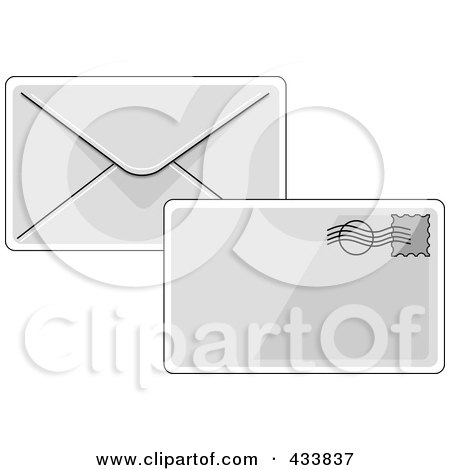 Royalty-Free (RF) Clipart Illustration of Front And Back Views Of An Envelope by Pams Clipart