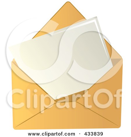Royalty-Free (RF) Clipart Illustration of a Blank Letter In A Yellow Envelope by Pams Clipart