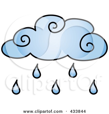 Royalty-Free (RF) Clipart Illustration of a Blue Raining Cloud by Pams Clipart