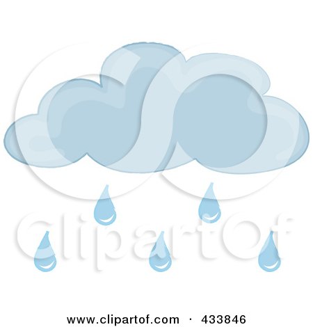 Royalty-Free (RF) Clipart Illustration of a Blue Cloud With Rain Drops by Pams Clipart