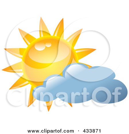 Royalty-Free (RF) Clipart Illustration of a Yellow Sun And Blue Cloud by Pams Clipart
